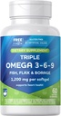 Rite Aid Triple Omega 3, 6, 9 Softgels - 60 Cuenta aceite de pescado para apoyar un corazón saludable, DHA y EPA, aceite de Flaxseed y Borage