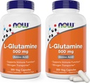 Ahora L-Glutamina 500mg 300 Veg Capsules (Pack of 2) - Suplemento No GMO - Lglutamina Vegan 500 mg cápsulas