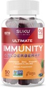 SUKU Vitaminas - Inmunity Ultimate - Elderberry Echinacea y Propolis Gummies para Immune Support, Easy to Chew - Non GMO, Gluten Sugar Gratis - Pomegranate Lime Flavored Gummy Vitamins, 50 Conde