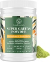 Super Greens Powder Superfood + Electrolytes & Tonic Herbs ← Ecológico Greens, Shilajit, Adaptogens, Antioxidantes, Preobiótico " Probiótico " Postbióticos para la energía, Gut " Immune eterna Unflavored - 30 Servings