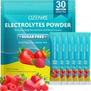 Electrolytes Packets de polvo, 30 Sticks Hydration Packets Sugar Gratis, Electrolyte Drink Mix Portable Electrolyte Packets for Rapid Hydration, 0 Sugar > 0 Calorie, Strawberry & Raspberry Flavor