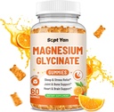 Magnesium Gummies for Adults - Magnesium Glycinate Suplemento con Vitamina B6, L-theanine, Vitamina D, CoQ10 - Magnesium Comlex Gummies for Mood, Bone &amp; Muscle, Sugar Free Orange Flavor 60 ct