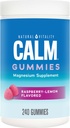 Natural Vitality Calm, Magnesium Citrate Suplemento, Stress Relief Gummies, Supports a Healthy Response to Stress, Gluten Free, Vegan, Raspberry Lemon Flavored, 240 Gummies