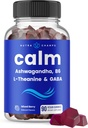 NutraChamps Calm Gummies, Stress Gummies Suplemento con Ashwagandha, L-Theanine, GABA, Vitamina B6 &amp; Lemon Balm, Supports Mood, Focus &amp; Stress Relief, Natural Berry, 90 Gummies