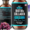 HERBIFY Collagen and Biotin Liquid Drops - Suplemento de absorción más rápida para el crecimiento del cabello y uñas más fuertes - Piel de pelo y uñas Vitaminas para Mujeres y Hombres - Suplemento B7 - Hecho en EE.UU.