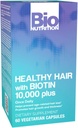 Bio Nutrition Healthy Hair Support with Biotin 60 Vegetarian Capsules TENER Pelo más fuerte TENIDO PEQUEÑOS PEQUEÑOS TENIENDO Promueve el Crecimiento del Pelo y la Thickness ANTE Blend with Complex B Vitamins and Minerals