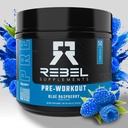Rebel SupplementsTM Blue Razz Cargado Pre Workout ← Extremada Bombas, Laser Focus, Insane Energy TEN 7000mg L-Citrulline, 4000mg Beta Alanine, 1500mg Nitrosigine®, 350mg Caffeine TEN 50 Servings