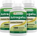 Mejores Naturales Astragalus Capsule, 1000 mg, 120 Conde (Pack of 3)