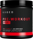 Kaged Sport Pre Workout Powder for Men &amp; Women, Fruit Punch, Sport Certified, 188mg Caffeine, Nitric Oxide Supplement, Beta Alanine for Energy, Weightlifting, Cardio Endurance &amp; Strength, 20 Servings