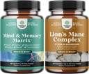 Bundle of Advanced Nootropics Brain Support Supplement with Memory & Focus Vitamins and Advanced Lion's Mane Mushroom Supplement with Reishi, Chaga, Maitake " Shiitake for Memory Support " Focus