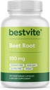 Beet Root 550mg per Capsule (120 Vegetarian Capsules) - No Stearates - No Maltodextrin - No Fillers - Vegan - No GMO - Gluten Free