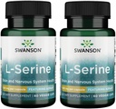 Swanson Ajipure L-Serine - Suplemento Aminoácidos Apoyo a la Salud del Cerebro " Función del sistema nervioso - Fórmula Natural Promoción Función Cognitiva - (60 cápsulas vegetales, 500 mg cada uno) (2 Pack)