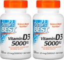 Mejor médico, (2 Pack) Vitamina D3, 125 mcg (5000 UI), 360 Softgels