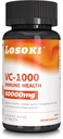 Losoki VC 1000 - Suplementos de vitamina C de alta dosis para la protección antioxidante de apoyo inmune - Fórmula amortiguada con pólvora Rose HIPS - 60 Tablet