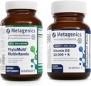 Metagenics Bundle - PhytoMulti & D3 10,000 + K - 60 cápsulas de PhytoMulti para hombres y mujeres - 60 Softgels de D3 10.000 + K para soporte de inmuno, salud ósea y salud cardíaca
