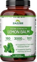Zazzee Organic Lemon Balm 10:1 Extracto, 3000 mg Fuerza por Cápsula, 180 Cápsulas Veganas, 6 Mes de Suministro, Standardizado y Concentrado 10X Extracto, 100% Vegetariano, All-Natural y No GMO