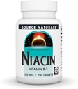 Fuente Natural Niacina, Vitamina B-3, No GMO, 100 mg - 250 Tabletas