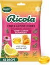 Ricola Honey Lemon with Echinacea Cough Drops, 45 Count, Delicious Throat Relief & Care, Oral Anesthetic, Naturally Flavored