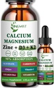 Calcium Magnesium Zinc Liquid Drops, Liquid Magnesium Glycinate 500mg Calcium 1000mg with Vitamin D3,K2,B6,B12,Coq10 for Bone Strength, Muscle Function,6X Stronger Than Gummies Capsules