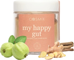 cosmix My Happy Gut, para una mejor digestión, Bloating & General Gut Health, Natural, Veget-Based Superfood Blend, Hace hasta 40 Servings, Añadido Sugar, Vegan 50 G (Pack of 1) Brown