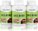 NaturalSlim Stress Relief Supplement - Stress Defender, High Cortisol Reducer, Control Cravings, Sleep & Metabolism Support with Vitamin B5 Pantothenic Acid &amp; L Tyrosine 180 Vegetable Capsules 3 Pack