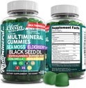 Mar Moss Gummies ← Tested Clínicamente - Aceite de semillas negras Ashwagandha Burdock Root Chlorella Manuka Honey - Vegan Irish Sea Moss Gummy Vitaminas para adultos Niños Hombre Mujeres - Green Apple Flavor