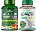 Wellness Whole Food Multivitamin for Women - Natural Multi Vitaminas, Minerales, Extractos Ecológicos Enzymes Digestive 1000MG Bundle