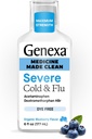 Genexa Clean Cold " Flu Relief, Dye Free, 0% Artificial Additives, Severe Daytime Medicine for Body Pain, Cough, Cold and Flu, Headache, Fever, Chest Congestion, Organic Blueberry Flavor, 6 fl oz
