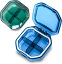 Organizador diario de píldoras, 2 Pack 4 Compartimientos Caja pequeña de píldoras Portable Funda, Organizador de píldoras de viaje para bolsillo de propósito para mantener vitaminas, aceite de hígado de bacalao, suplementos y medicamentos (Blue+Green)