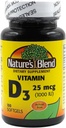 Vitamina Blend de la naturaleza D3 25 MCG (1000 UI) Fácil de cambiar, 100 SOFTGELS