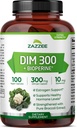 Zazzee DIM 300 mg Por Cápsula, 100 Cuenta, Más 10 mg BioPerine, Estrógeno Balance, Hormonal Acne, Menopause Support, Hormonal Balance, Diindolylmethane, Vegan, All-Natural, Non-GMO, Made in The USA