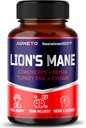 Lions Mane Supplement Capsules 40% Polysaccharides with Cordyceps, Reishi, Turquía Tail, Chaga Mushroom Complex - Caffeine-Free 18 in 1 Brain Supplement for Memory and Focus