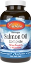 Carlson - Aceite de Salmón Completa, 700 mg Omega-3 + Astaxanthin, Cardiovascular Support, Función cerebral " Salud Conjunta, Noruego, 240 Softgels