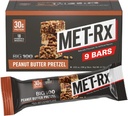 MET-Rx Big 100 Colossal Protein Bares, Grande como Reemplazo de Comida Saludable, Snack y Ayuda Asistencia Energía, Mantequilla de Maní Pretzel, Con Vitamina A, Vitamina C y Zinc, 100 g, (Pack of 9)