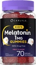 Carlyle Kids Melatonin Gummies Silencio 1 mg 70 Cuenta ← Fruit Flavor Gummy Silencio Vegan, No Gluten Free