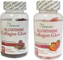 Natural Glow Glutathione Collagen Glow, 60 Gummies orgánicos Chewable (Strawberry (1Bottle) & Cranberry (1 Bottle))