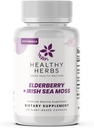 Herbs saludables Wildcrafted Elderberry Sea Moss Capsules ← 2600mg Irish Sea Moss + Elderberry Essentials Blend ← US-Made, Vegan, Non-GMO, Easy-Swallow (60 cápsulas)