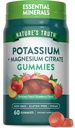 Verdad de la naturaleza Potasio Magnesio Citrate Gummies ← 60 Conde ← Vegan, No Gluten Suplemento Libre