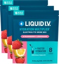 Líquido I.V.® Hydration Multiplier - Strawberry Lemonade  durable Electrolyte Powder Drink Mix Silencio 3 Pack (48 Servimientos)