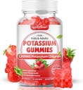 softbear Potassium Gummies para adultos, azúcar libre Potassium Chloride Gummies 1200mg Soporte Leg Cramps &amp; Electrolyte Balance High Potency Potassium Suplemento, Strawberry Flavor 60 Conde