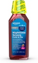 Cuidado básico Noche Temperatura Severe Cold and Flu Syrup, Max Strength Liquid Medicine, Multi-Symptom Relief, para adultos y niños 12 años y más, Mixed Berry Flavor, 12 fl oz (Pack of 1)