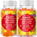 BionerLab Magnesium Glycinate Chewable Gummies (600mg) for Kids &amp; Adults Women Men - Complejo Vegan con Calcio Potasio Vitamina D B6 L-Theanine - Azúcar &amp; Gluten Gratis - Orange Flavor