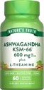 La verdad de la naturaleza KSM-66 Ashwagandha tención 60 cápsulas sometidas con L-Theanine ¦ Vegan, Non-GMO, " Gluten Free Supplement