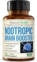 Suplemento Nootropics Brain Support - Booster cerebral nootrópico para mejorar el enfoque, la concentración y la memoria. Brain Nootropic for Brain Health, Mood & Energy Support. No OGM. Hecho en los Estados Unidos. 60 cápsulas