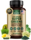 Ecológico Super Greens Superfood Capsules Suplemento - Spirulina, Clorella, Wheatgrass, Kale Powder, Sulforaphane, Antioxidantes - Gut Health, Digestion, Energy, Immunity Support - 120 Vegan Capsules
