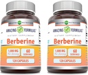 Amazing Fórmulas Berberine 1000mg Por Serving Capsules Suplemento Silencio No GMO Silencio Gluten Libre Silencio Made in USA (120 Silencio 2 Pack)
