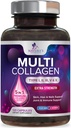 Multi Collagen Supplement 2400 mg - Types I, II, III, V & X Multi Collagen Peptides Pills for Women ' Men, Hydrolyzed Collagen Supplements, Hair, Skin, Nail, & Joint Support Supplement - 120 Capsules