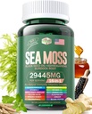 Sea Moss 12000mg Black Seed Oil 6000mg Ashwagandha 3000mg Turmeric 1000mg Bladderwrack 2000mg Burdock 3000mg &amp; Vitamin C &amp; D3 con Elderberry Manuka Dandelion Yellow Dock Iodine Chlorophyll ACV