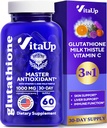 Reducido Glutathione Suplemento 1000mg - USA Hecho Glutathione Capsules con Vitamina C &amp; Milk Thistle for Liver Care, Skin Support & Immune Well-Being - 60 Cuenta