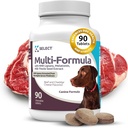 K9 Select Multi-Formula Dog Vitaminas para perros grandes - 30mg HMR Lignans, 3mg Melatonina, 60 mg Milk Thistle - Ayuda corazón, hígado, digestión, piel " Coat Health, Dog Multivitamin, 90 Tablets, Beef Flavor